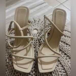 SCHUTZ Cream Strappy Heeled Sandals